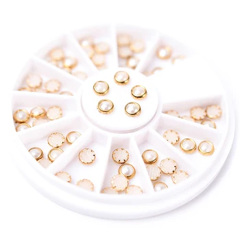 KADS 3mm Rotund Unghii Sclipici Perlat Cu Strasuri Aurii Marginea Mixt Color Nail Art Decor 3D Strass Nail Art Diamante
