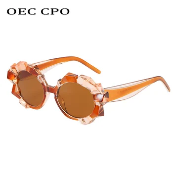 OEC CPO Moda Cristal Cadru ochelari de Soare Femei Vintage Punk Rotund Ochelari de Soare Femei la Modă Negru Roz Steampunk Ochelari O361