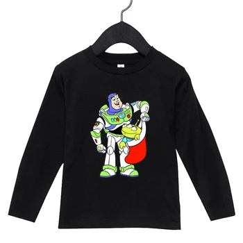 Toy Story Buzz Lightyear Străin de Crăciun Ciorap Grafice Imprimate Copii T-shirt Xmas Desene animate Disney Topuri cu Maneci Lungi Tricou pentru Fată Băiat