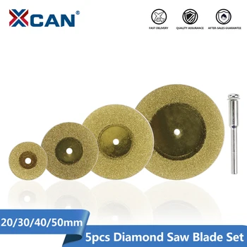 XCAN 1Set Mini Diamond Disc de Tăiere 20/30/40/50mm cu Tija de 3 mm Mandrină de Titan Acoperite cu pânză de Ferăstrău Circular