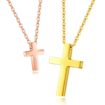 Moda Bijuterii Oțel Inoxidabil de Argint de Culoare Rose Gold Black Cruce Crucifix Bărbați Femei Pandantiv Colier Gratuit Cross Lanț de 24