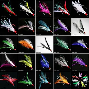 Multe 20buc Pește cârlig 2 4 6 8 10# Red Cârlige de Pescuit cu Pene Zbura de Pescuit din Oțel Carbon de Înaltă Ghimpată Cârlige Ascuțite SZ011