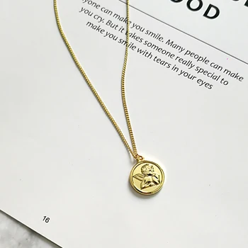 GHIDBK Delicate Înger Păzitor Medalion Monedă Pandantiv Coliere de Protecție Heruvim Cupidon Colierele Religioase Coliere Bijuterii