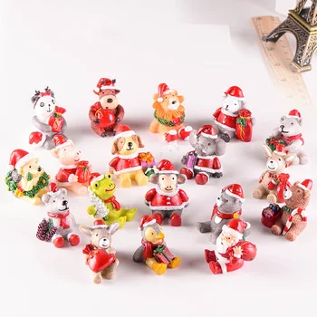 Crăciun Zakka Animale in Miniatura figurina Broasca Cat Dog Mini Cifre acasă decorare DIY Zână ornamente de Gradina Rasina de artizanat, jucării