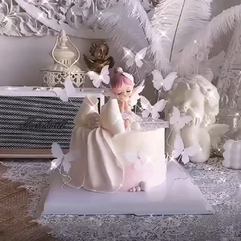 Înger de Fată Michelle Arc mica Printesa Fată Happy Birthday Cake Topper Copil Consumabile Partid Dragoste Roz Cadouri