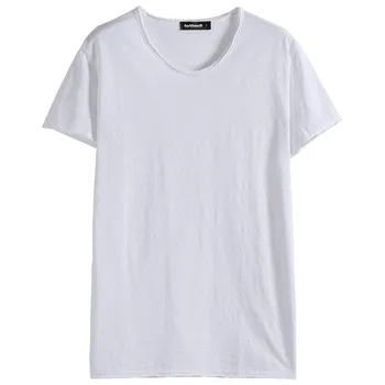 B1221-cu mânecă Scurtă t-shirt pentru bărbați 2019 vara noi de bumbac alb, rotund gât Subțire de imprimare tendință jumătate maneca