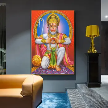Religioase Hanuman Poster și Printuri Canvas Wall Art Hindus Dumnezeu Maimuta Figura PaintingWall Artă Pentru Camera de zi de Decorare Acasă