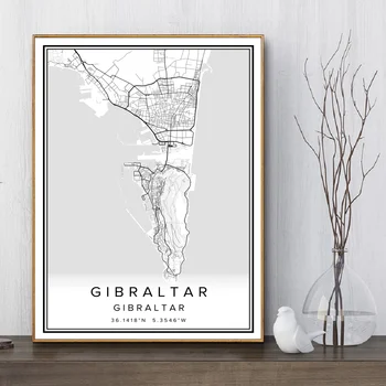 GIBRALTAR Gibraltar hartă a orașului de imprimare poster canvas wall art