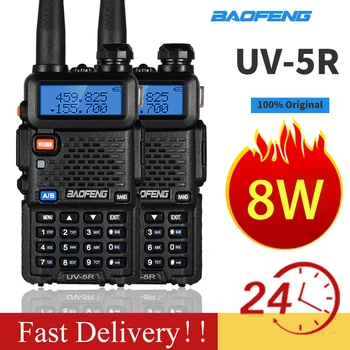2 buc Real 8W Baofeng UV-5R Walkie Talkie 1800mAH Putere Mare Amator Ham Radio CB Statie Dual Band de Emisie-recepție 10KM Interfon