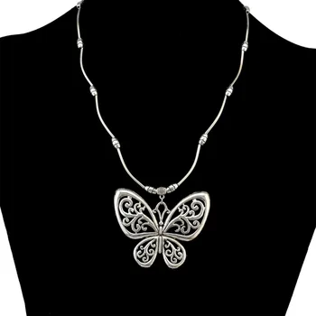 Gotic Fluture Pandantiv Colier pentru Femei Cravată Estetice Lanț Argintiu Colier Indian Guler Bijuterii Prieteni Cadou