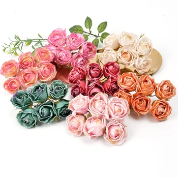 6pcs 4cm Flori Artificiale de Mătase Luminoase de culoare Roz, Rose, Buchet Pentru Nunta Casa Decor de Crăciun DIY Cununa Album Cutie de Cadou