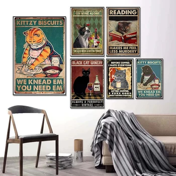 Pisica amuzant Semn Tablouri Canvas Vintage Urăsc pe toată Lumea Postere si Printuri de Arta de Perete Imaginile pentru Camera de zi Decor de Perete Cuadros