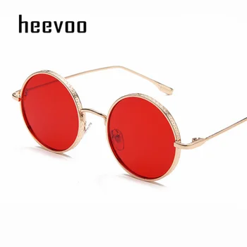 Moda Retro ochelari de Soare Barbati Metal Rotund Ochelari de Epocă pentru Bărbați/Femei de Lux ochelari de Soare Rosii Mici Ceai Obiectiv Lunetă Soleil Homme