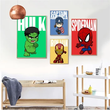 Desene Animate Marvel Avengers Super-Erou Postere Tablouri Canvas Iron Man Arta De Perete Poza Cadou De Ziua De Nastere Pentru Copii Cameră Dormitor Decor Acasă