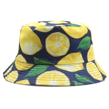 Lamaie Tipărite Găleată Pălării Pentru Femei, Bărbați Ananas Cirese Soarele De Vară Panama Capace Fete Plaja De Pescuit Bumbac Pălărie Pescar 2021
