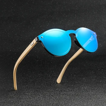 Ochi de pisica Bambus Reale ochelari de Soare pentru Femei Brand Designer Rotund Drving Ochelari de Bărbați Bambus Brațele UV400 permis Gafas de sol