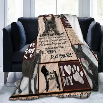 Bulldog francez De Partea Ta Pătură Flanel Primavara Toamna Câine Animal Carouri Moale Arunca Pătură pentru Pat aer liber Covor Bucata