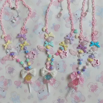 Lolita dulce hand-made lollipop colier drăguț fată dulce lucruri mici apmt roz galben albastru Harajuku