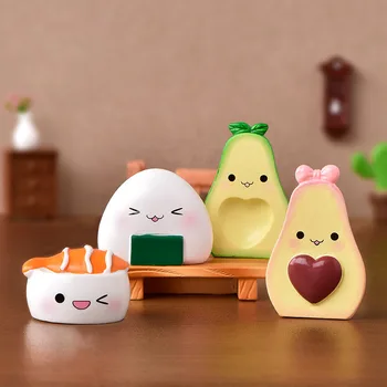 Drăguț Simulare de Avocado, Piersici Sushi Ou Figurina din Rasina Model de Desene animate Decor Acasă DIY Miniatură Grădină Zână Tort Accesorii