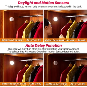 Lumini Senzor de mișcare Interioară, fără Fir, cu LED-uri Sub Cabinet de Lumină Mișcare Activat, în Noaptea Scări de Lumină Pentru Dulap