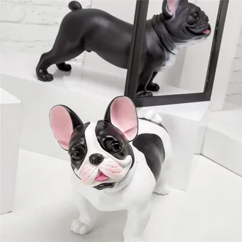 Stil De Desen Animat Bulldog Decor Simulare Câine Statuie Fereastra De Recuzită Fotografie Living Desktop Decor Acasă A1331