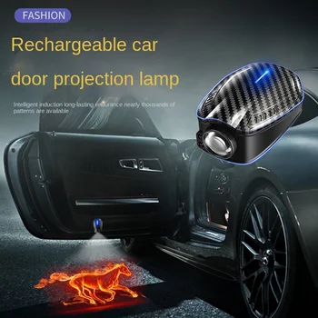Led-Uri Auto Ușa Laser Proiector Lumina Reîncărcabilă, Fără Fir Bun Venit Lumina Decor Personalizate Logo-Ul De Lampa Auto Cu Laser Emblema Lampa Kituri