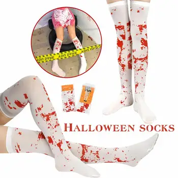 1 Pereche de Sânge Ciorapi Pentru Femei cu Decor de Halloween de Groază Consumabile Partid Asistenta Cosplay Costum Over-the-genunchi Coapsei Ciorapi
