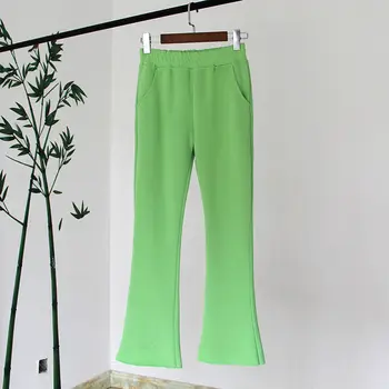 2021 Primavara-Vara Bomboane De Culoare De Înaltă Talie Elastic Talie Subțire Lungime De Glezna Flare Pantaloni Casual Streetwear Pantaloni Lungi Pantaloni