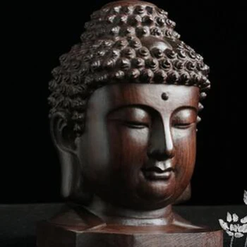 Moda Statuie A Lui Buddha Din Lemn Figurina Din Lemn De Mahon India Cap De Buddha Statuie Meserii Ornament Decorativ