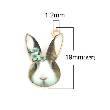 De Zinc din Aliaj pe bază de Farmece Iepure Drăguț Animale Colorate Email Pandantive Pentru DIY Face Colier Moda Bijuterii 19mm x 11 mm, 10 Buc