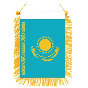 Xvggdg 10*15cm Kazahstan Pavilion Mini Dublu Fețe Tipărite Opace Pânză Agățat Drapelul Național
