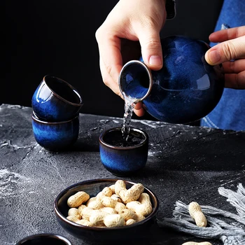 KINGLANG de uz Casnic Sake-ul Japonez 5PCS/ Set Albastru Mini Ceramice Balon Decor Mobilier Accesorii Florale Hip Balon