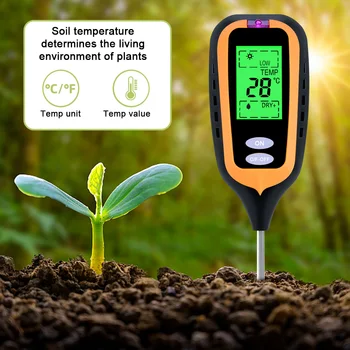 4-în-1 de Sol, PH-Metru Umiditate, lumina Soarelui Temperatura pH Tester Digital cu Higrometru Analizor de Grădină Fermă cu efect de Seră de Plantare în aer liber