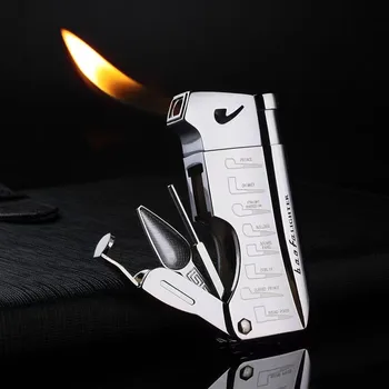 Metal Oblic Foc Tutun de Pipa Bricheta Pipa Bricheta Butan Jet Torch-Lanterna Brichete Gadget-uri pentru Bărbați Accesorii Tigara