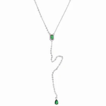 Femei moda bijuterii Verde alb cubic zirconia geometrică pătrat farmec lung femei lanț colier arcan