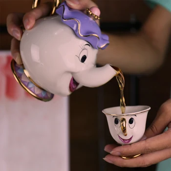 Desene animate frumoasa Si ia Ceașcă de Ceai 3D Ceramică lucrate Manual Doamna Potts Chip Ceainic Cani de Cafea Set Creativ de Craciun Cadou de Ziua de nastere