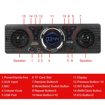 Built-in 2 Boxe Auto Radio AUX de Intrare de Încărcare de Telefon Auto-radio MP3 Player FM Audio 1 Din USB, TF Card Hands-free Bluetooth