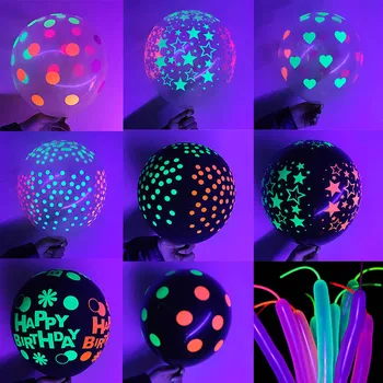 La mulți ani Neon Glow Baloane Strălucire în UV petrecere Baloane Fluorescente Neon Ziua Strălucire ' 80 ' 90 Temă Petrecere Decoratiuni