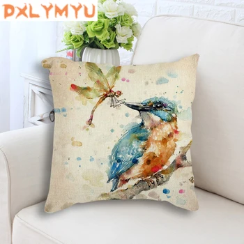 Decorative perne acuarelă pasăre de papadie flori bufniță de căluț de mare talie imprimate arunca perna lenjerie de pat perna de canapea decor acasă
