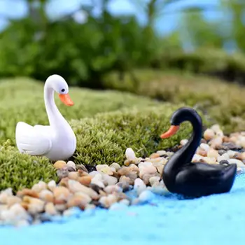 Miniatura Meserii Alb Black Swan Grădină Casă De Păpuși Ornament Figurina Ghiveci Fairy Garden Decor Rasina De Artizanat