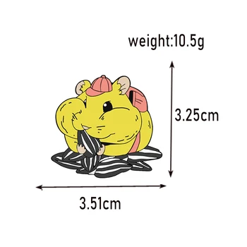 Hamster drăguț Pin Rever Galben de Grăsime Animală, Seminte de Floarea soarelui Brosa pentru Femei, Bărbați desen Animat Amuzant Email Ace Insigna Copii Bijuterii Cadou