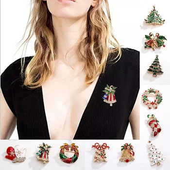 Rafinat Crăciun Broșă Om De Zăpadă Moș Crăciun Copac Cununa De Ace De Metal Moda Bijuterii Cadouri Pentru Femei Crăciun Fericit Decor Cadouri