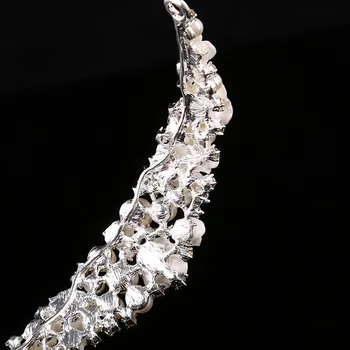 FORSEVEN Perla de Cristal Mireasa Diademe și Coroana Frizură Păr Bijuterii Ceramica Flori Bentita Femeile Nunta Accesorii de Par JL