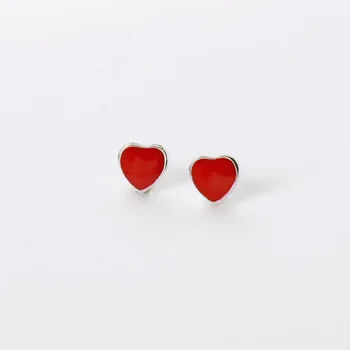 MloveAcc Reale Argint 925 Roșu Dragoste Inima Minimalist Știfturi de Cercei pentru Femei Partid Accesorii Bijuterii Teen Cadou