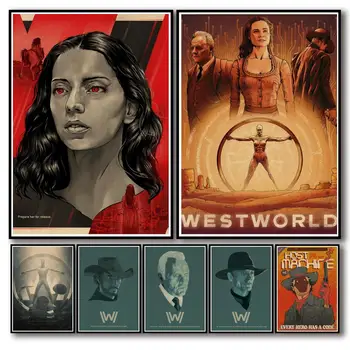 28 de Modele de Tv Show Westworld Kraftpaper Poster de Arta Pictura Alternative de Lux Perete Autocolant pentru cafenea Bar 2