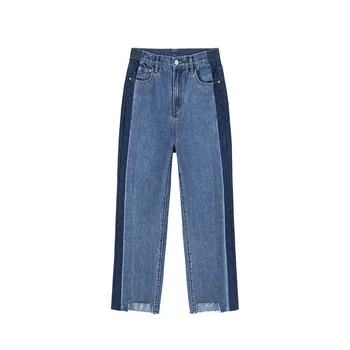 Primăvara Rupt Jean Pentru Femei Îmbrăcăminte De Înaltă Talie Direct Pantaloni Coreean Largi Denim Mozaic Glezna-Lungime Pantaloni 2022