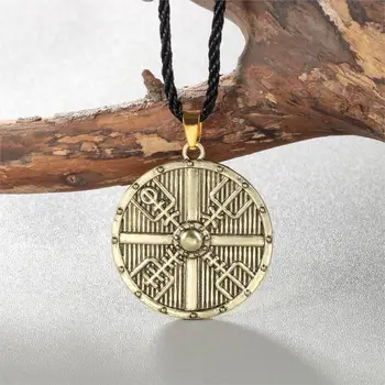 Cxwind Retro Disc Rotund Cruce Busola Amuleta Rune Colier Nordici Viking Simbol Runic Pandantiv Coliere Barbati Moda Bijuterii