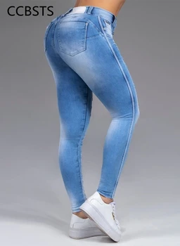Blugi Rupti Femeie Înaltă Talie Pantaloni Estetic Feminin Streetwear Haine Vintage Denim Albastru Gol Afară De Pantaloni Skinny Fete
