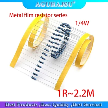 100buc Metal film rezistorului serie de 1/4W 1R~2.2 M 1% 100R 220R 1K 1.5 K 2.2 K 100 220 1K5 4.7 K 10K 22K 47K 100K 2K2 4K7 ohm