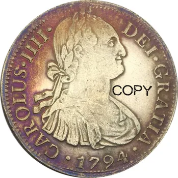 Mexic 8 Reales Carlos IV 1794 Mo FM Placat cu Argint Copia Monede